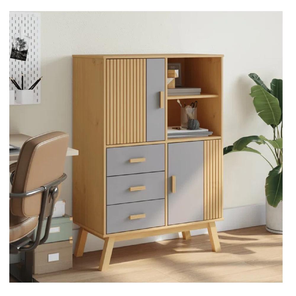 Aparador Alto TU MESITA Mayra color Haya/Gris 2 puertas 2 cajones