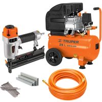 kit Compresor de aire 25L 3HP Clavadora engrapadora 18 manguera 10m
