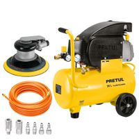 KIT Compresora de Aire  20Lt,  LIJADOR ORBITAL NEUMATICO manguera
