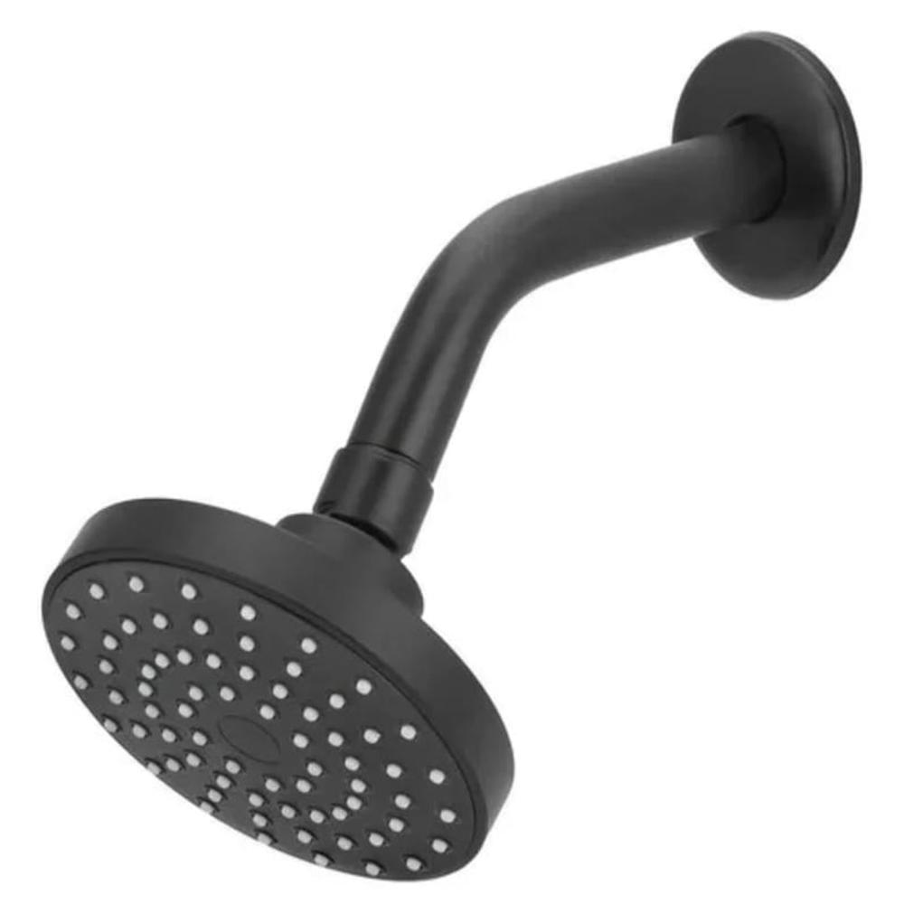 Cabezal de ducha redonda de 11cm ABS Negro Mate con brazo 16cm ABS