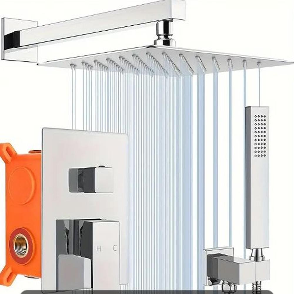 Combo Set Mezcladora Doble Ducha y ducha mano Completa Acero Cepillado