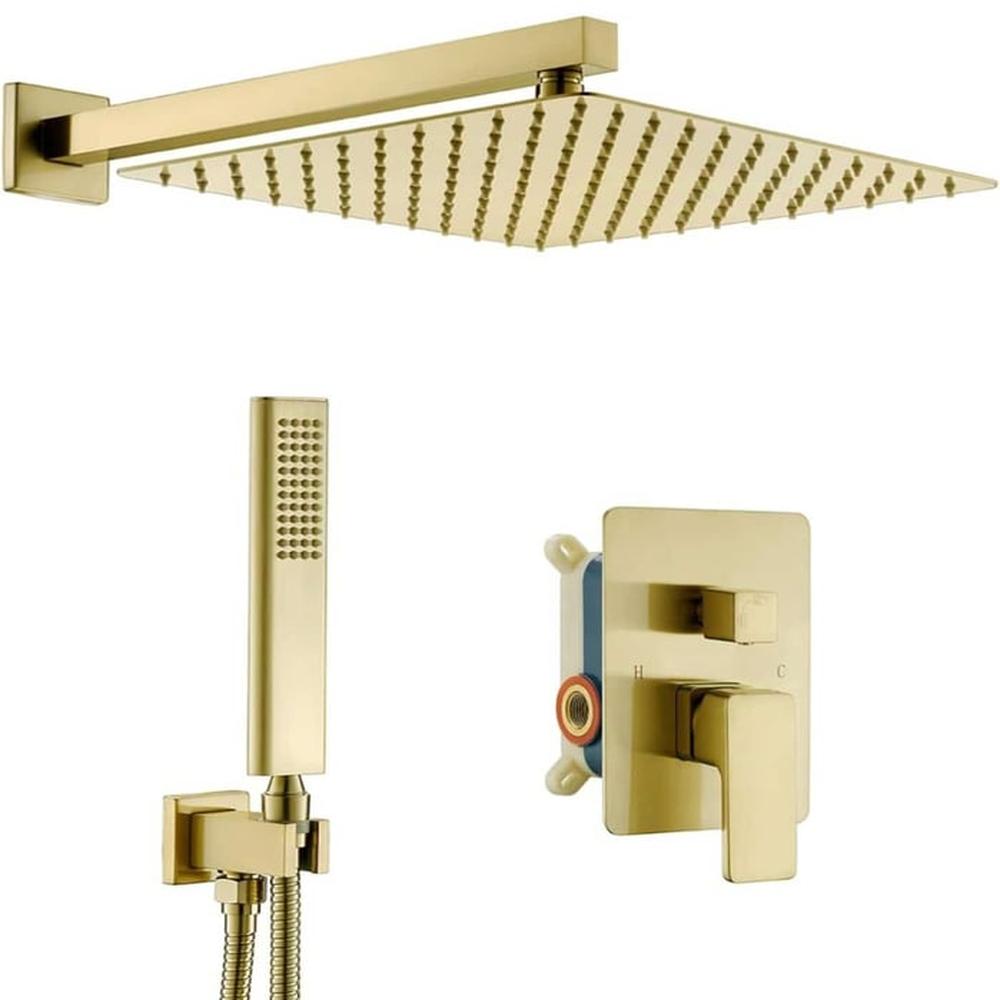 COMBO SET Mezcladora Monocomando Ducha Completo HORSE Acero Inoxidable Dorado