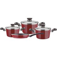 Juego de Ollas Acero Vitrificado 7 piezas Coral Rojo Magefesa