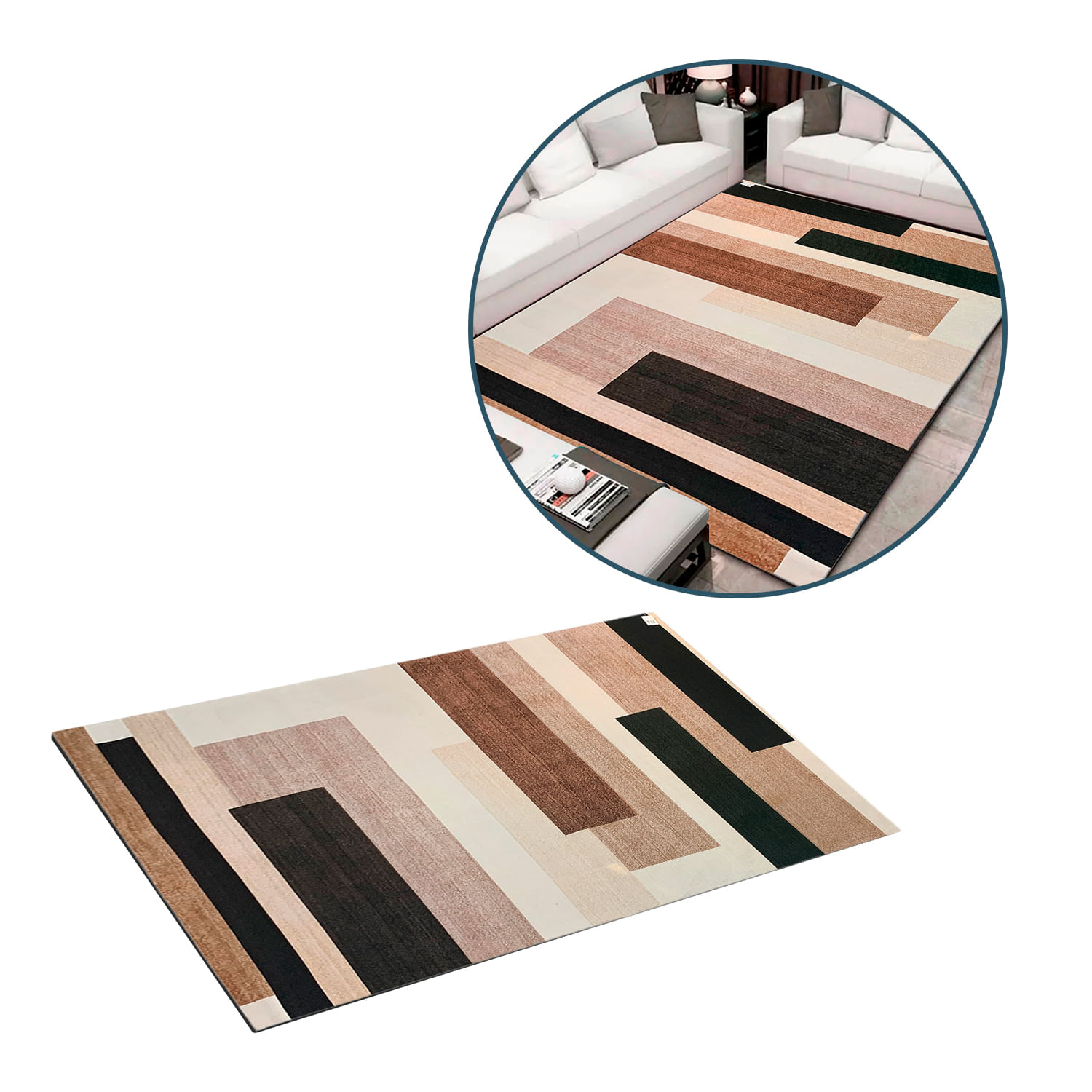 Alfombra Multicolor Moderna 160 X 230cm Sala Cocina Habitacion Diseño Madera FLF