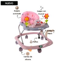 Andador Para Bebé Musical Pinguino Rosado