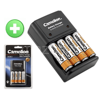 Cargador de Pilas/Batería Camelion AA/AAA + 4 Pilas AAA 2300mAh