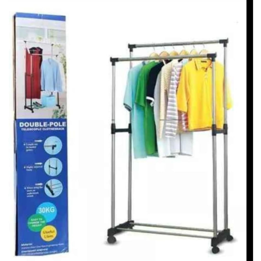 Perchero Telescopico de 2 Niveles Colgador de Ropa Tendal