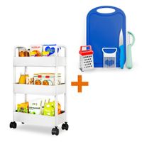 Organizador con Ruedas 3 Niv JK3 Y Set de 5 Accesorios de Cocina A60
