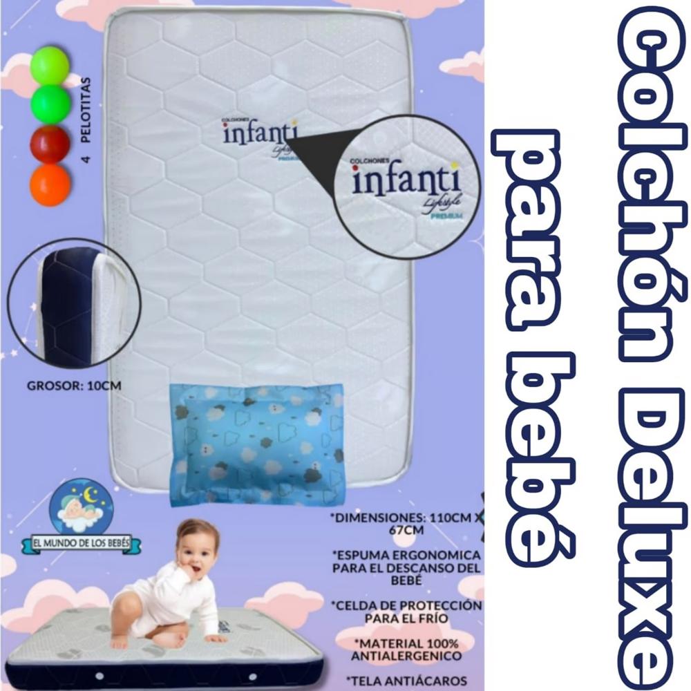 Colchon Para Cuna Deluxe 110x67 Cm Azul
