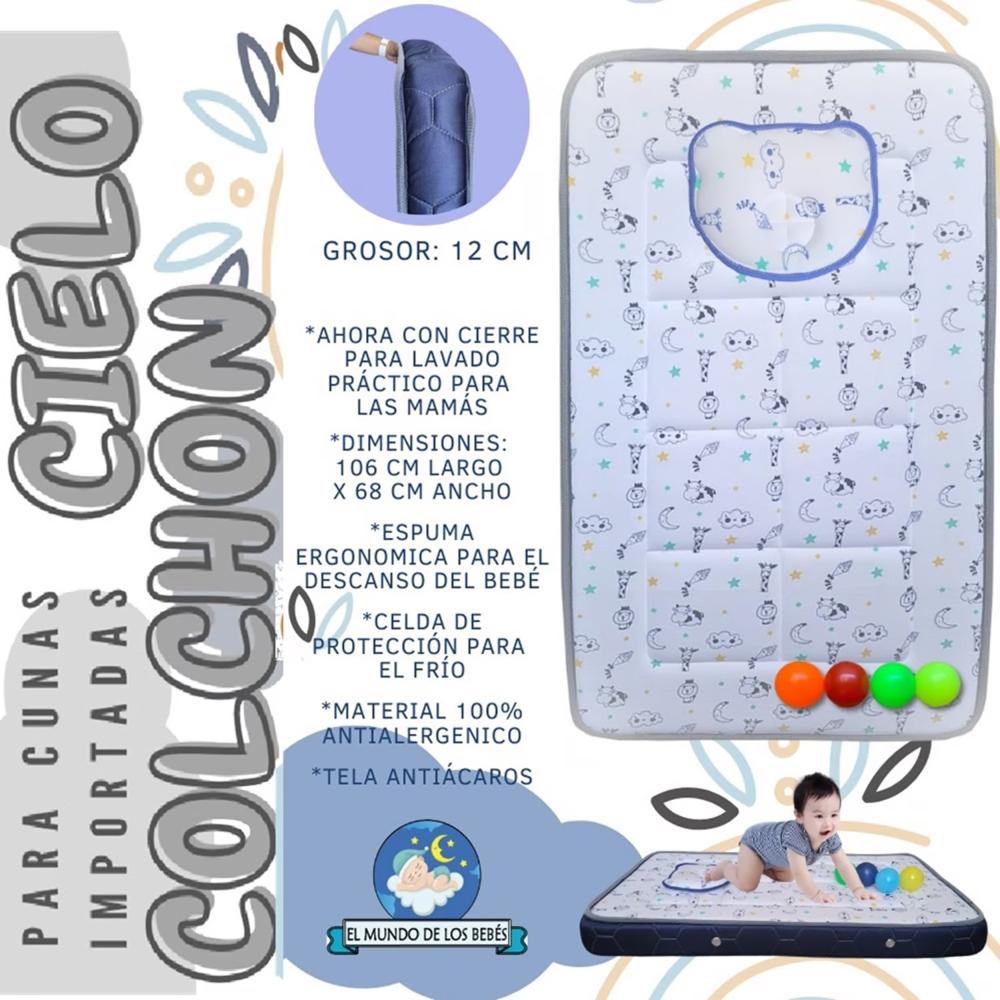 Colchon De Cuna Sol 106x68cm Celeste