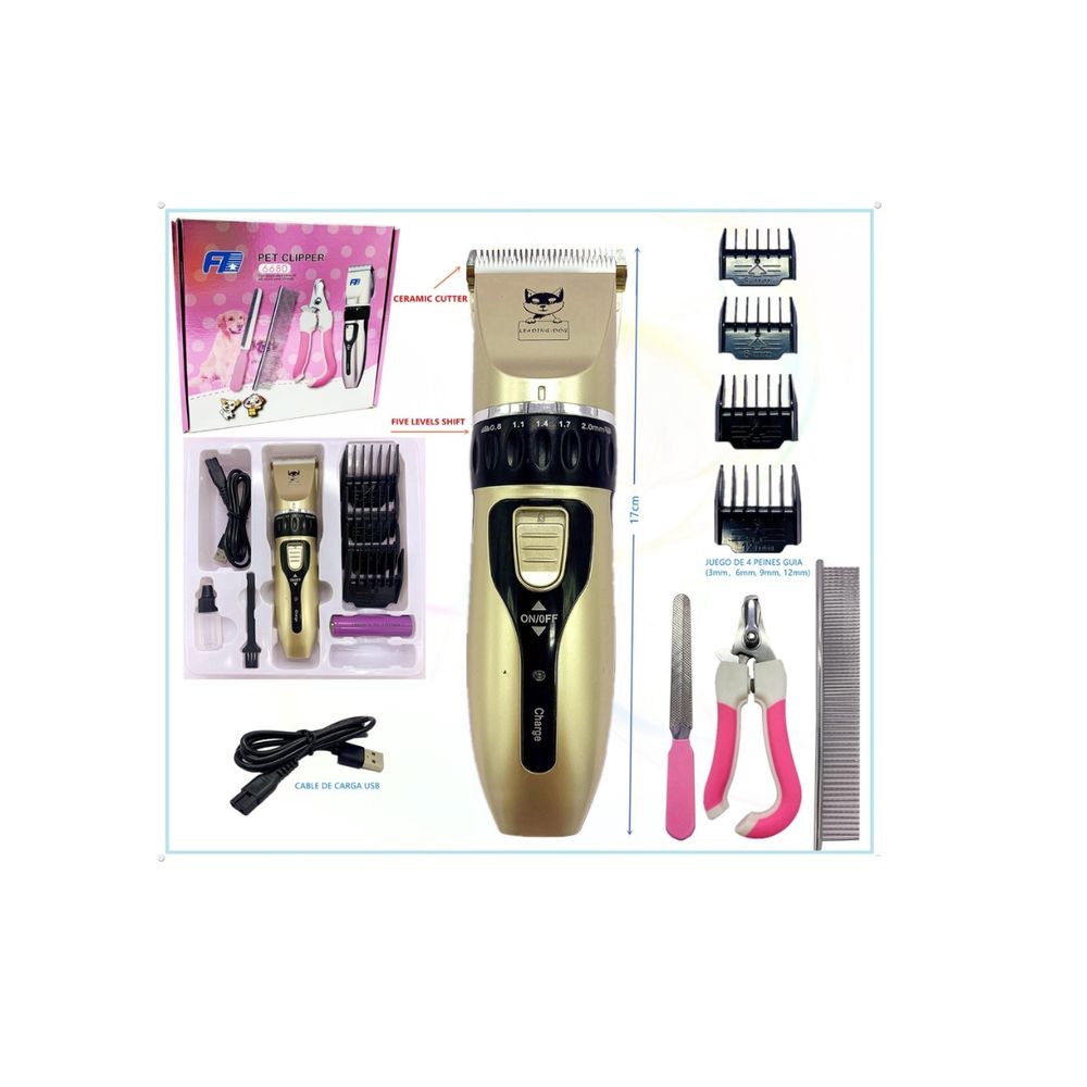 Máquina de Cortar pelo para Mascotas Perros Gatos Inalámbrica