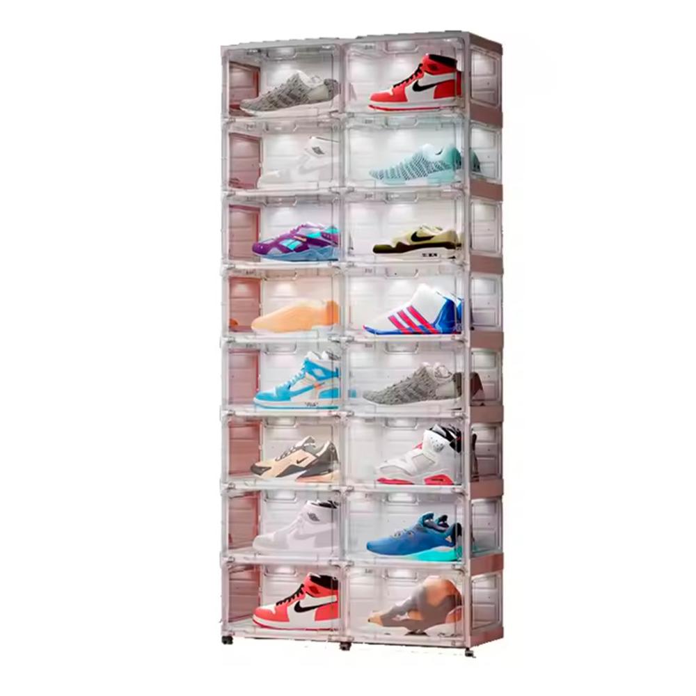 Zapatero plegable de 8 pisos con luces