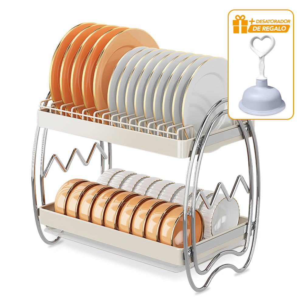 Escurridor de Platos 2 Niveles BL A22 Y Desatorador J31 de Regalo