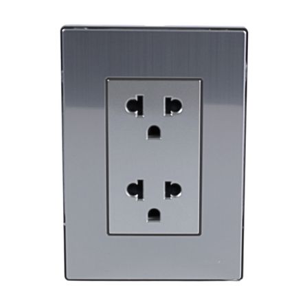 Placa Armada Orange: Tomacorriente Doble Universal Acero Inoxidable LT Placa Armada Orange: Tomacorriente Doble Universal Acero Inoxidable LT