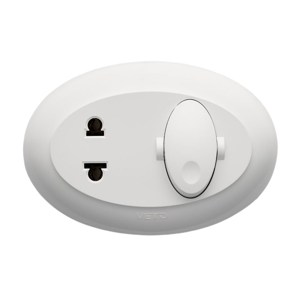 Interruptor + tomacorriente 2 puertos Universal Blanco Cli20181 Veto SM