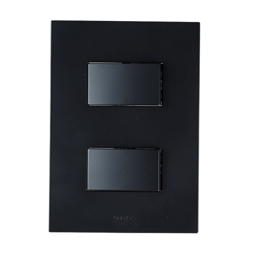 Placa Armada Orange: Interruptor Doble Matte Negro Placa Armada Orange: Interruptor Doble Matte Negro