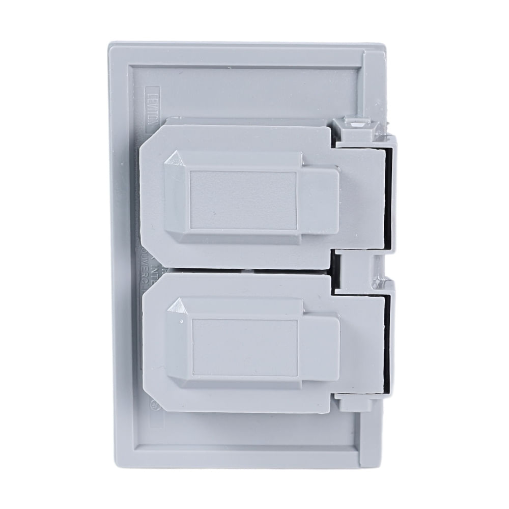 Placa Doble Baquelita Leviton Gris Hermetica IP Protección Polvo Agua Placa Doble Baquelita Leviton Gris Hermetica IP Protección Polvo Agua