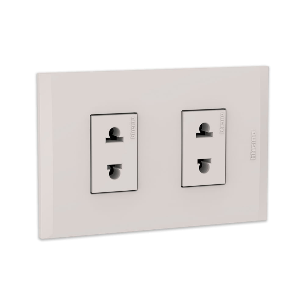 Tomacorriente Universal Doble MODUS4 Policarbonato Beige Bticino Tomacorriente Universal Doble MODUS4 Policarbonato Beige Bticino