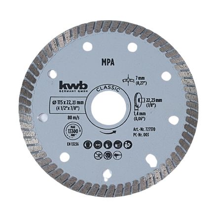 Disco diamantado corte fino cerámico Turbo 115mm KWB