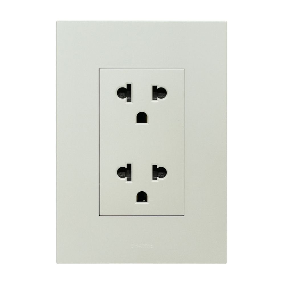 Placa Armada Orange: Tomacorriente Doble Universal Matte LT Blanco Placa Armada Orange: Tomacorriente Doble Universal Matte LT Blanco