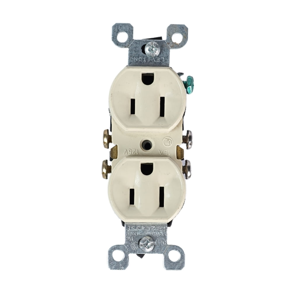 Toma doble empotrar L/t 15A MF Leviton Toma doble empotrar L/t 15A MF Leviton