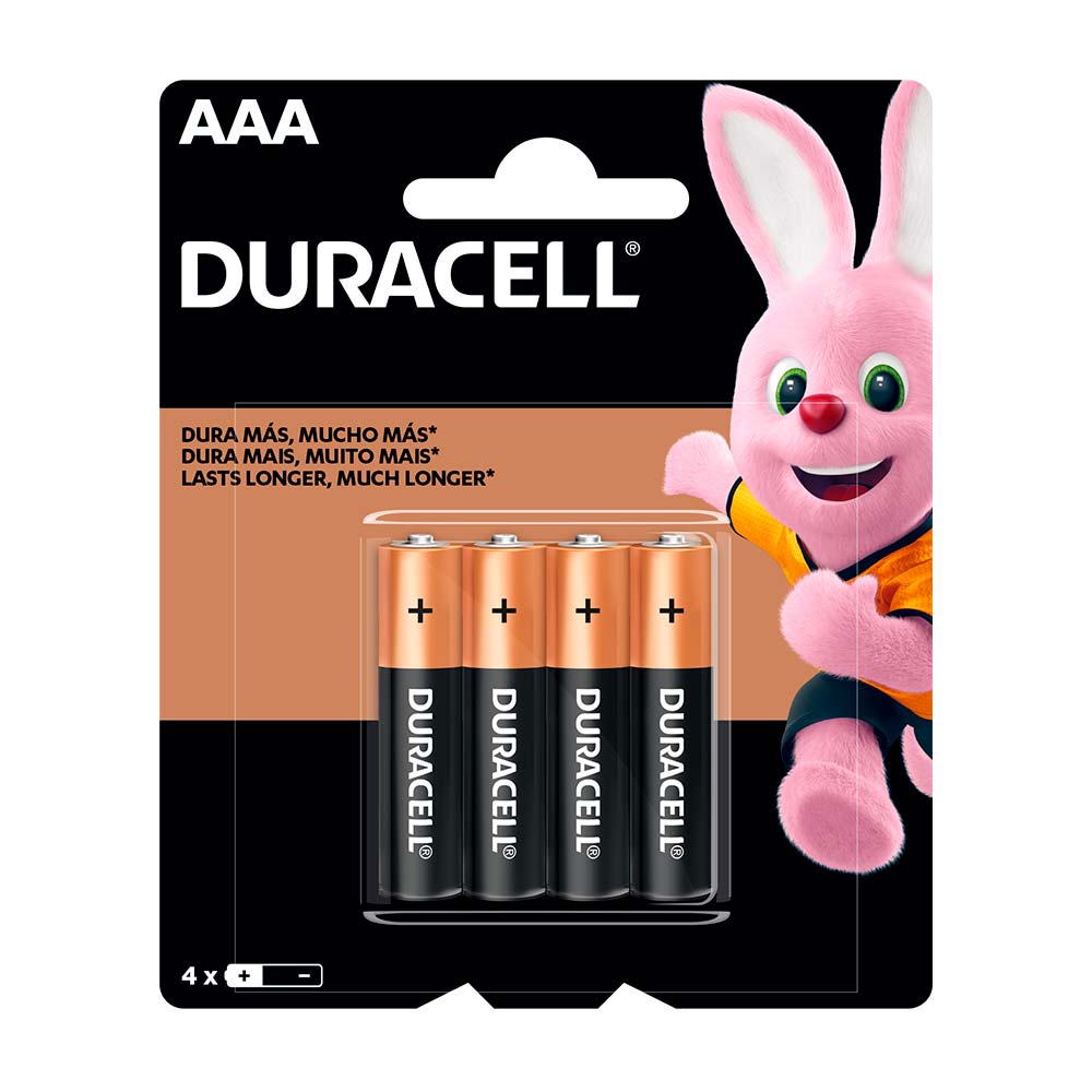 Pilas Alcalinas Duracell AAA x4 Unidades Zinc/Carbón 1.5V Pilas Alcalinas Duracell AAA x4 Unidades Zinc/Carbón 1.5V