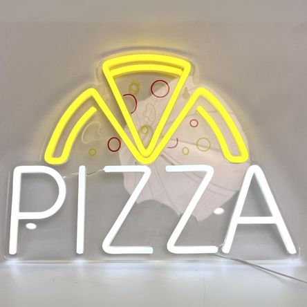 Luz de Neón Decorativo Orange Pizza | Incluye Cable USB