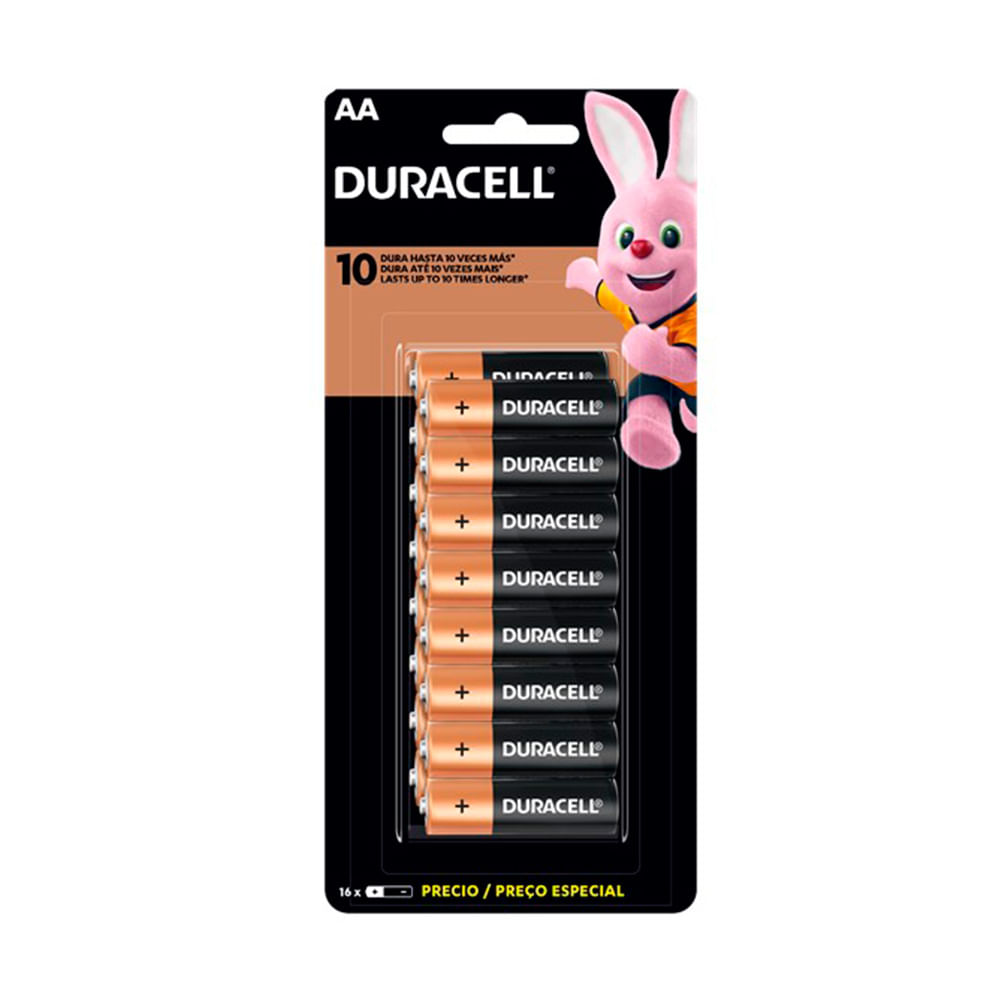 Pilas Duracell AA x16 Zinc/Carbón 1.5V Pack de 16 Unidades
