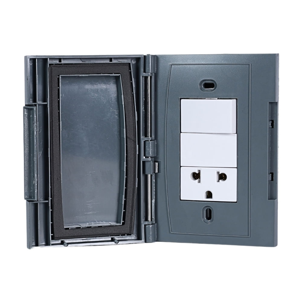 Placa Intemperie (Tomacorriente Duplex) Gris Simon Placa Intemperie (Tomacorriente Duplex) Gris Simon