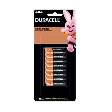 Pilas Alcalinas Duracell AAA x16 Zinc/Carbón 1.5V Pilas Alcalinas Duracell AAA x16 Zinc/Carbón 1.5V