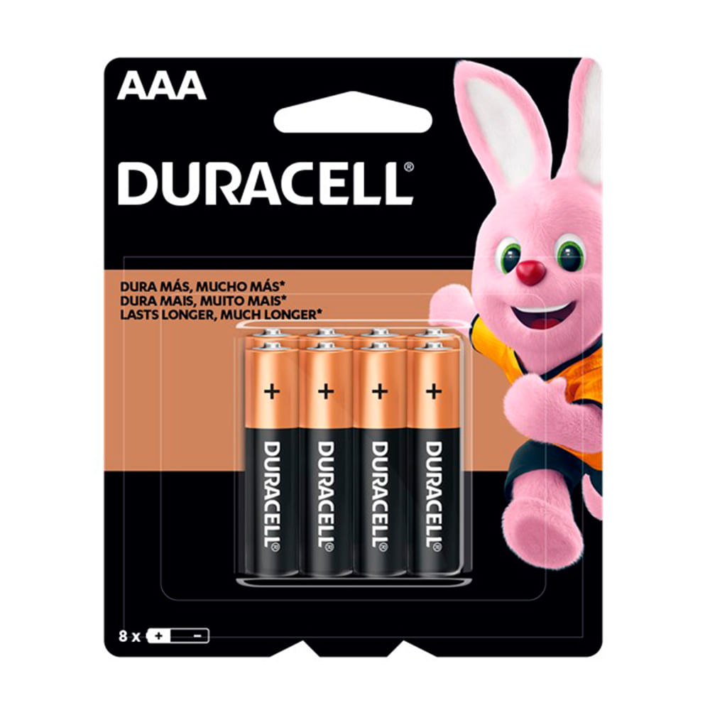 Pilas Alcalinas Duracell AAA x8 Unidades Zinc/Carbón