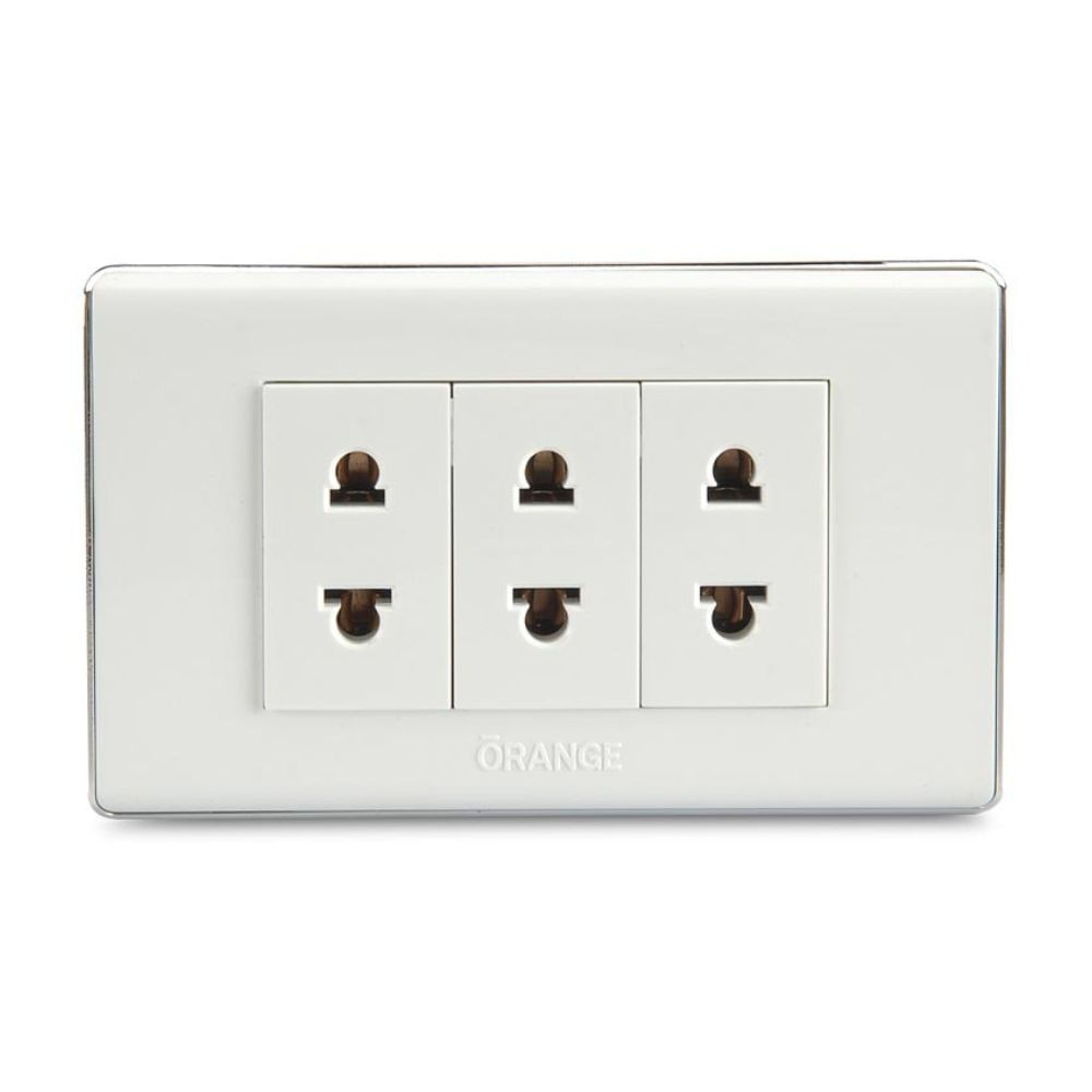 Tomacorriente Triple Deco Orange Blanco 16A 250V Tomacorriente Triple Deco Orange Blanco 16A 250V