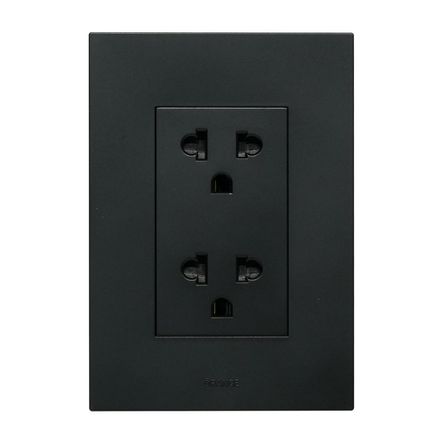 Placa Armada Orange: Tomacorriente Doble Universal Matte LT Negro Placa Armada Orange: Tomacorriente Doble Universal Matte LT Negro