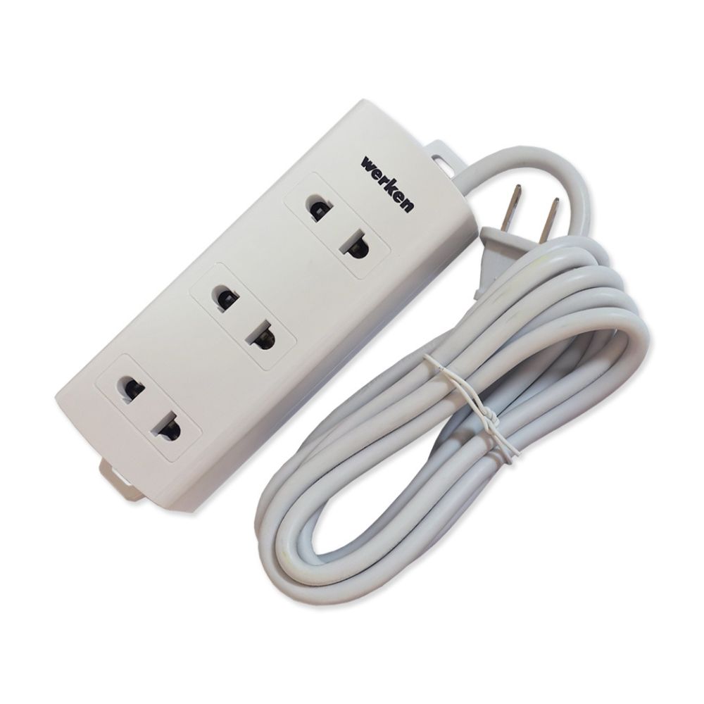 Extensión 3 tomas universales sin tierra 2m Werken Extensión 3 tomas universales sin tierra 2m Werken