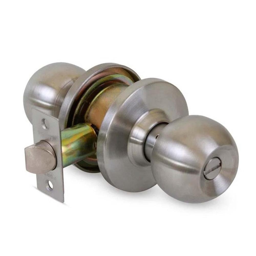 Cerradura T/Bola C/Botón Satinado p/Dormitorio  C/Llave C&A