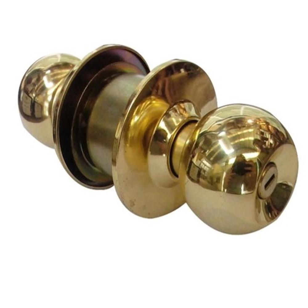 Cerradura T/Bola C/Botón Dorado p/Dormitorio  C/Llave C&A