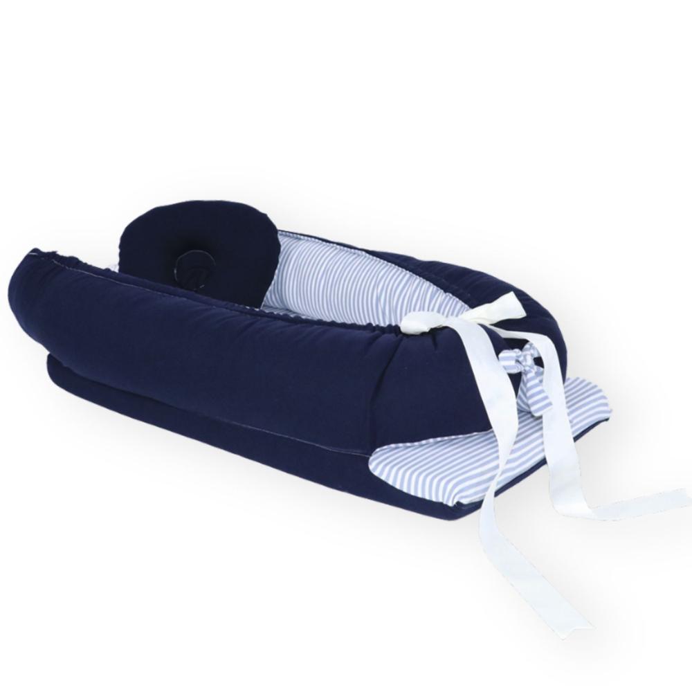 Nido Colecho Acolchonaditos Azul Rayas Plomas