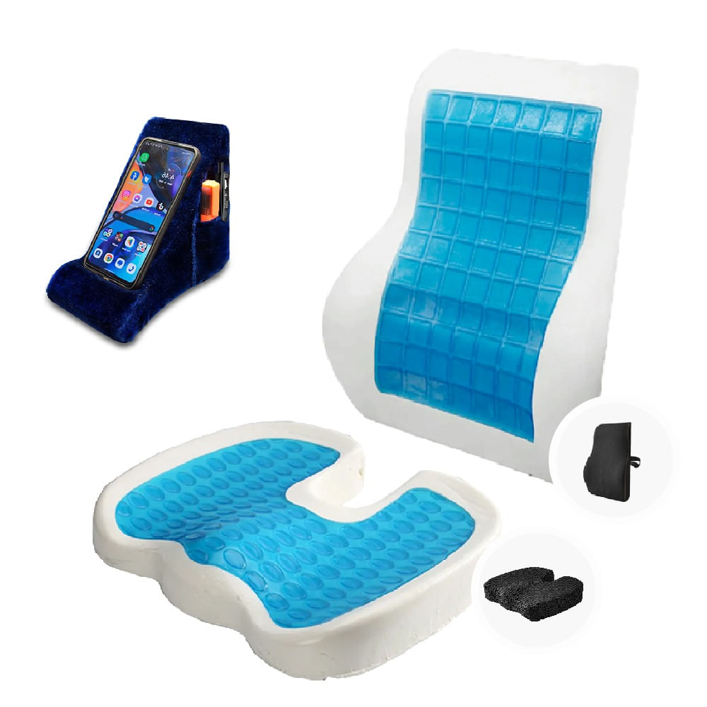Cojín Lumbar y Cojín Coxis Gel Tech Regalo Porta Celular Teraflex