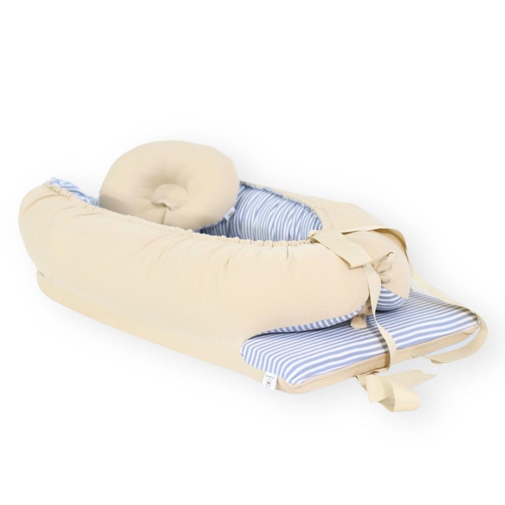 Nido Colecho Acolchonaditos Beige Rayas Plomas