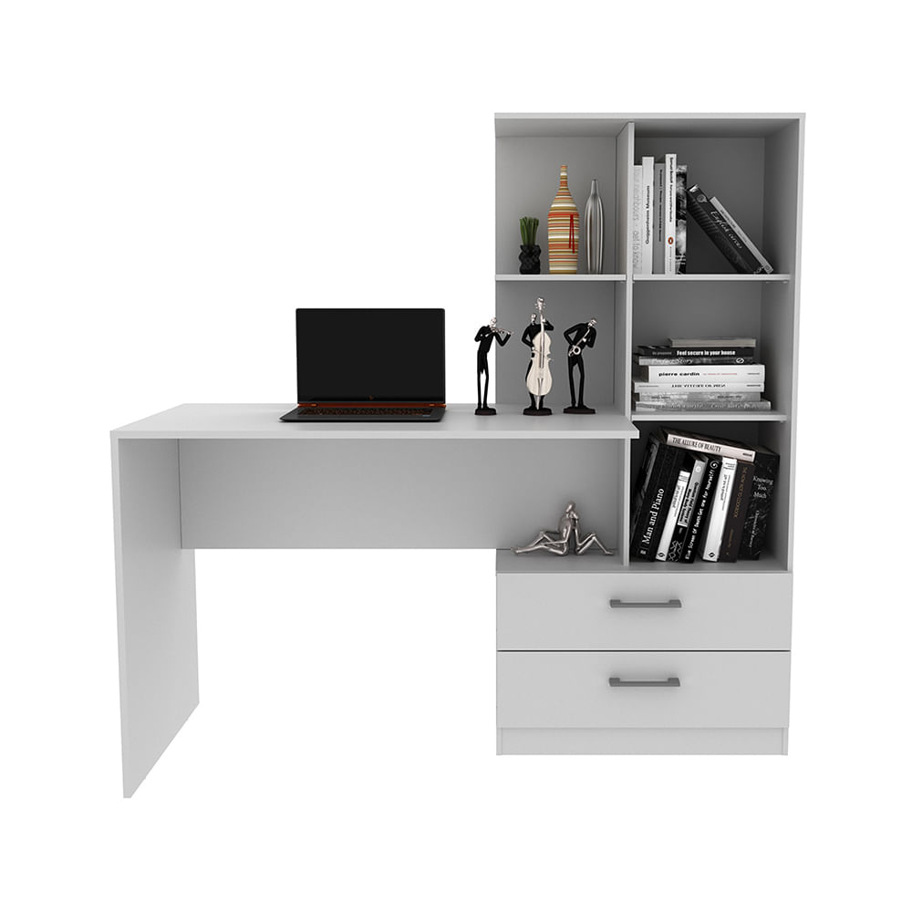 Escritorio + Biblioteca 2020 Home Poli - Blanco