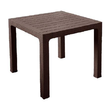 Mesa Rectangular Plástico Reyplast Roble con Ratan 80x80cm
