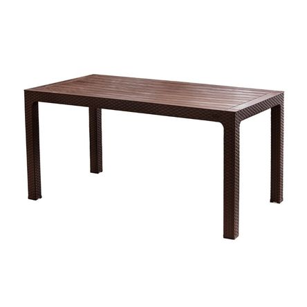 Mesa Rectangular Plástico Reyplast Roble con Ratan 150x80cm