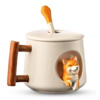 Juego De Taza Con Cuchara Modelo Shiba Blanco  714SBL08