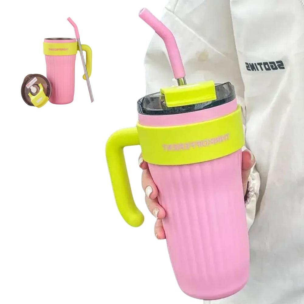 Taza Térmica Portátil de Acero Inoxidable Modelo Think 800 ml Rosado 741TRS08