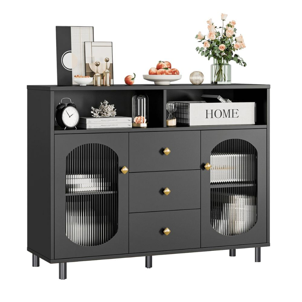 Aparador Vitrina Milano Negro Muebles Bonno