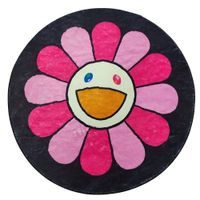 Alfombra Modelo Circular De Pelo Corto Girasol Rosado  583RS02