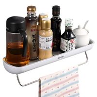 Repisa Adhesiva para Baño con Colgador Gris  485GR03