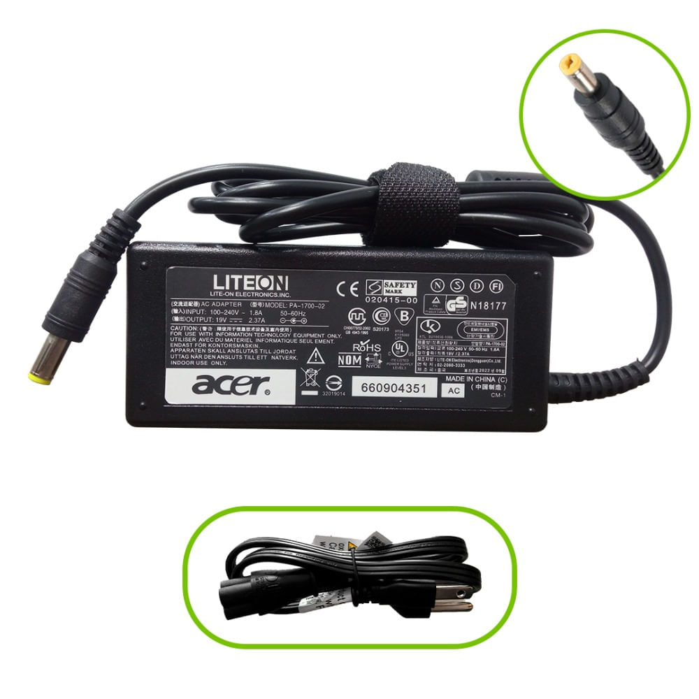 Cargador Acer Aspire 19v 2.37a 45w Punta Gruesa