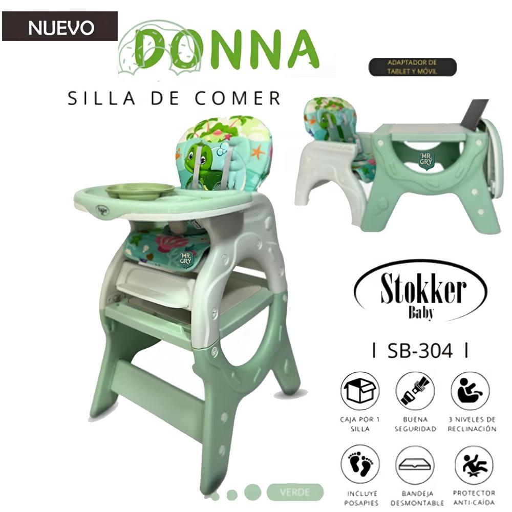 Silla de Comer para Bebe Donna con Plato y Lego Verde
