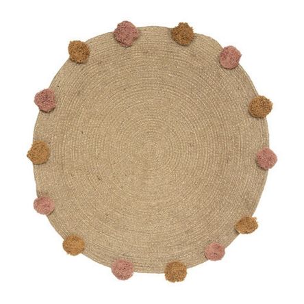 Alfombra Redonda Con Pompones Yute 78cm Alfombra Redonda Con Pompones Yute 78cm